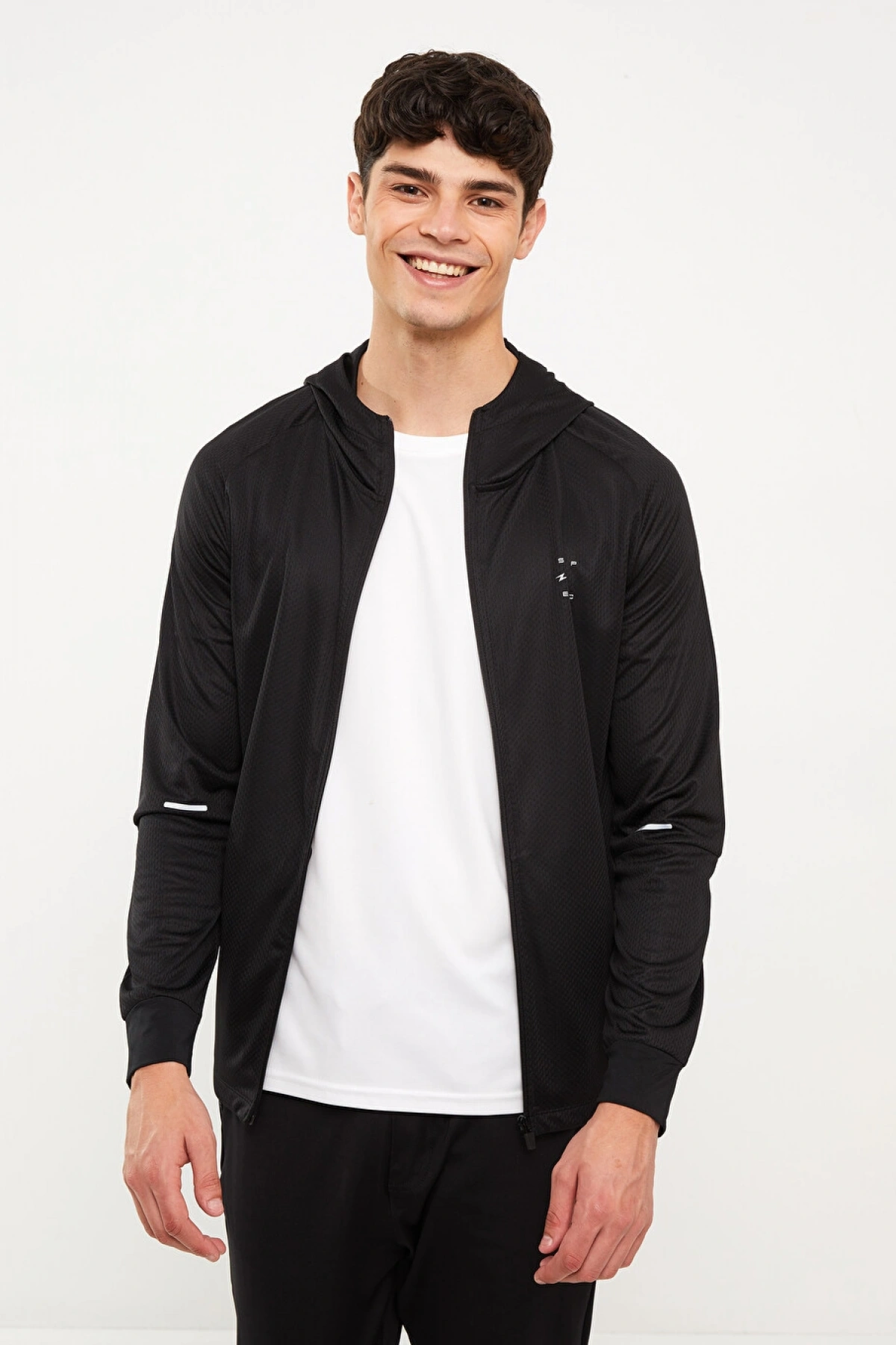 XSIDE ACTIVE Siyah Slim Fit Kapüşonlu Erkek Spor Hırka
