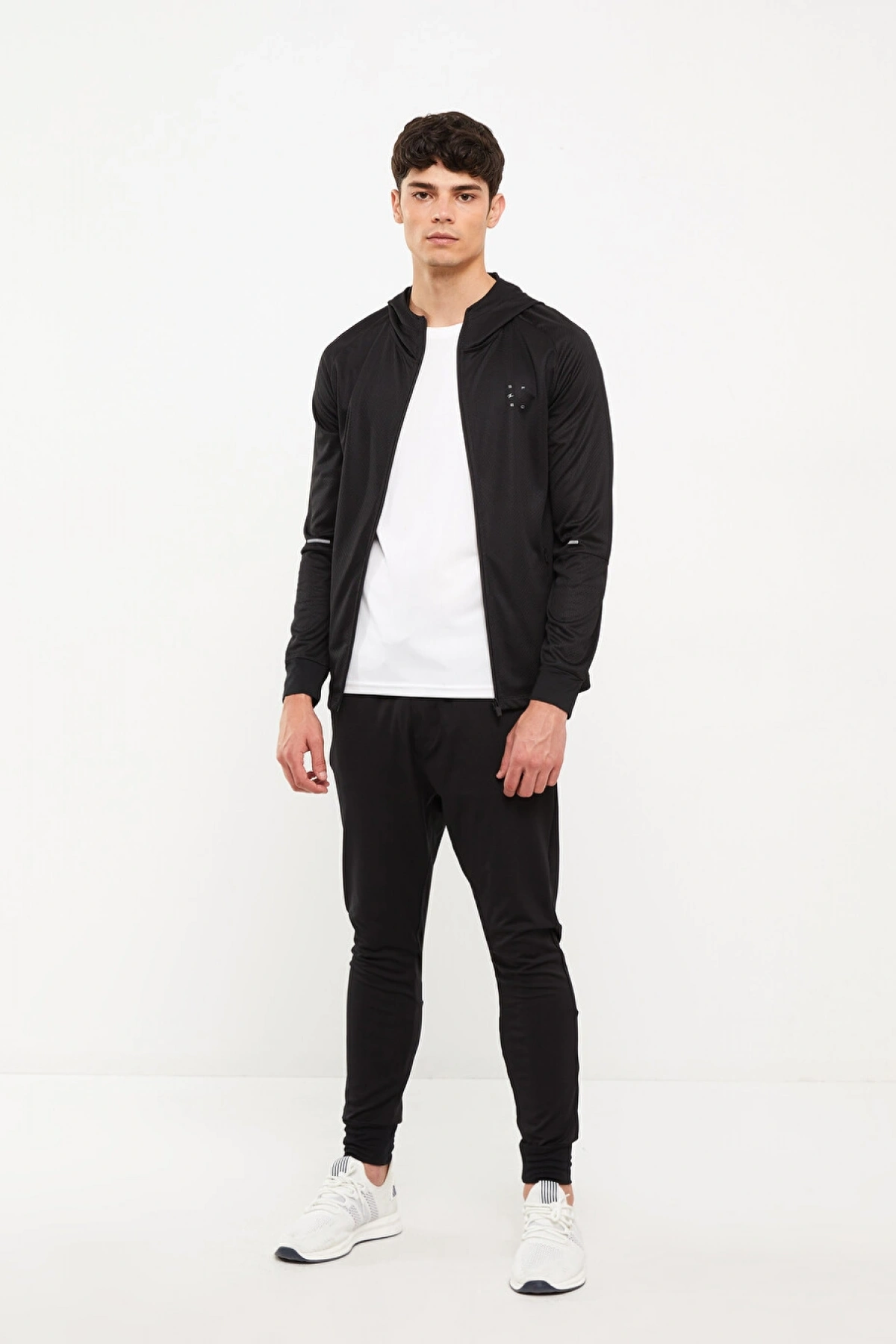 XSIDE ACTIVE Siyah Slim Fit Kapüşonlu Erkek Spor Hırka