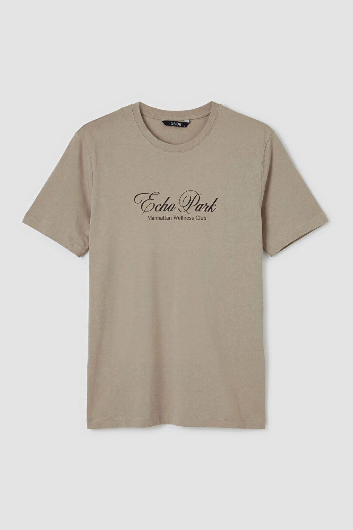 XSIDE Bej Bisiklet Yaka Manhattan Baskılı Erkek Tişört