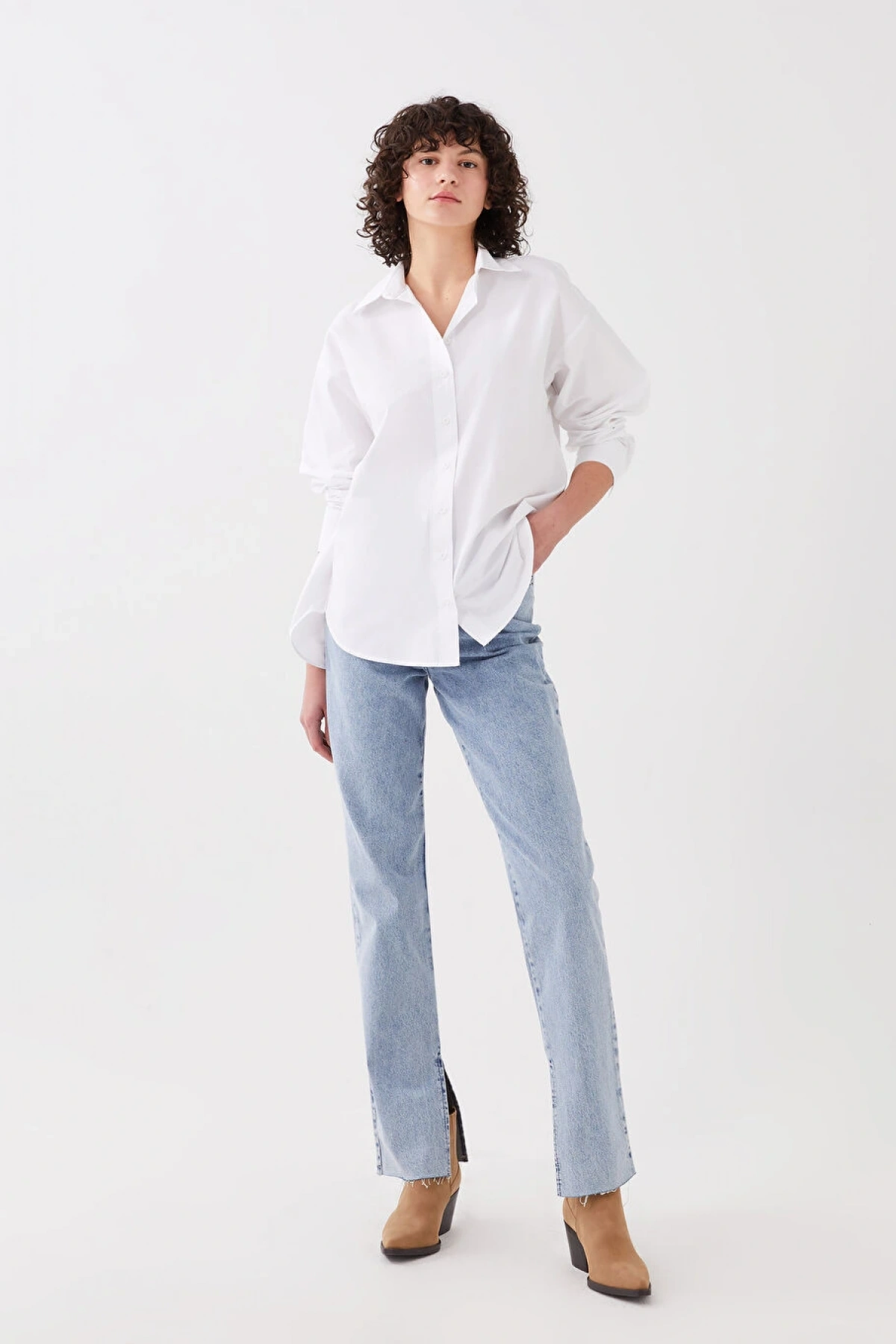 XSIDE Beyaz Poplin Kadın Gömlek