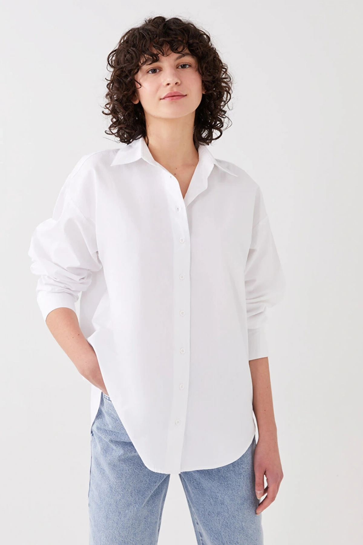 XSIDE Beyaz Poplin Kadın Gömlek