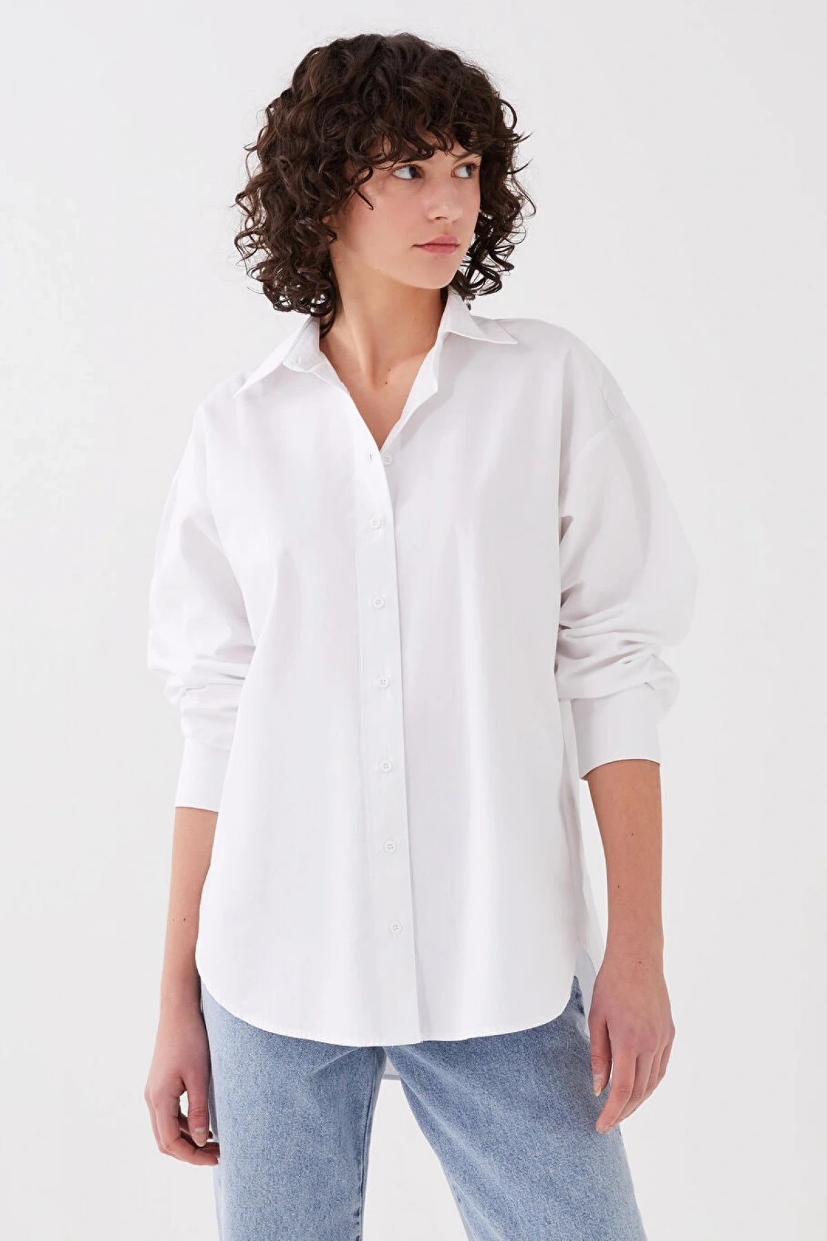 XSIDE Beyaz Poplin Kadın Gömlek