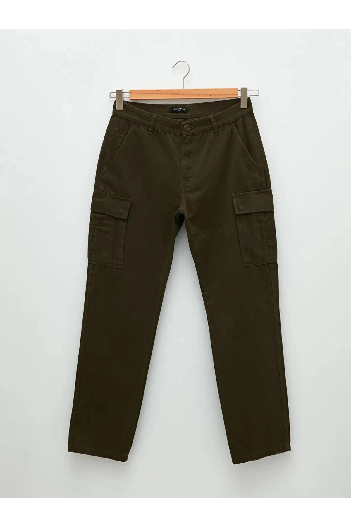 XSIDE Haki Standart Kalıp Gabardin Erkek Kargo Pantolon