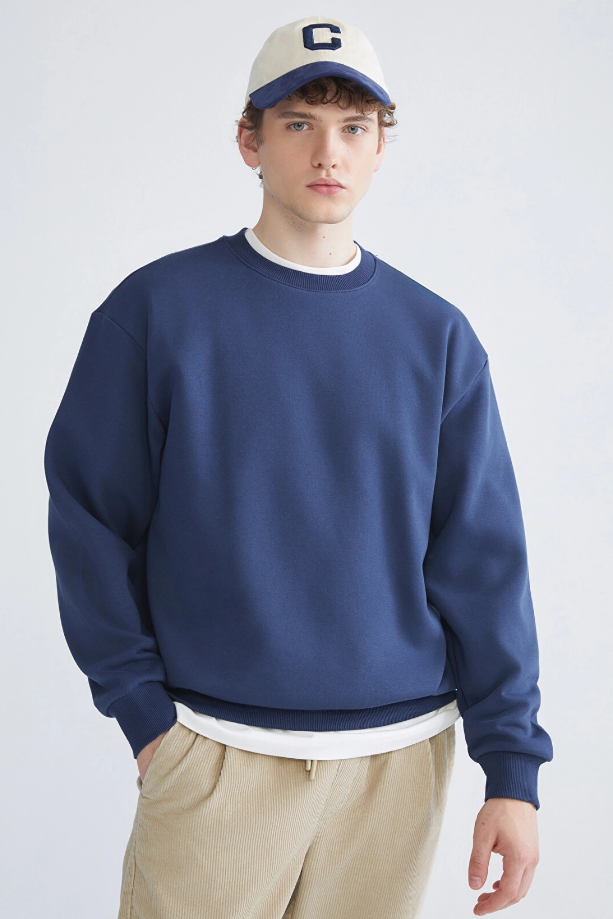 XSIDE İndigo Bisiklet Yaka Erkek Sweatshirt