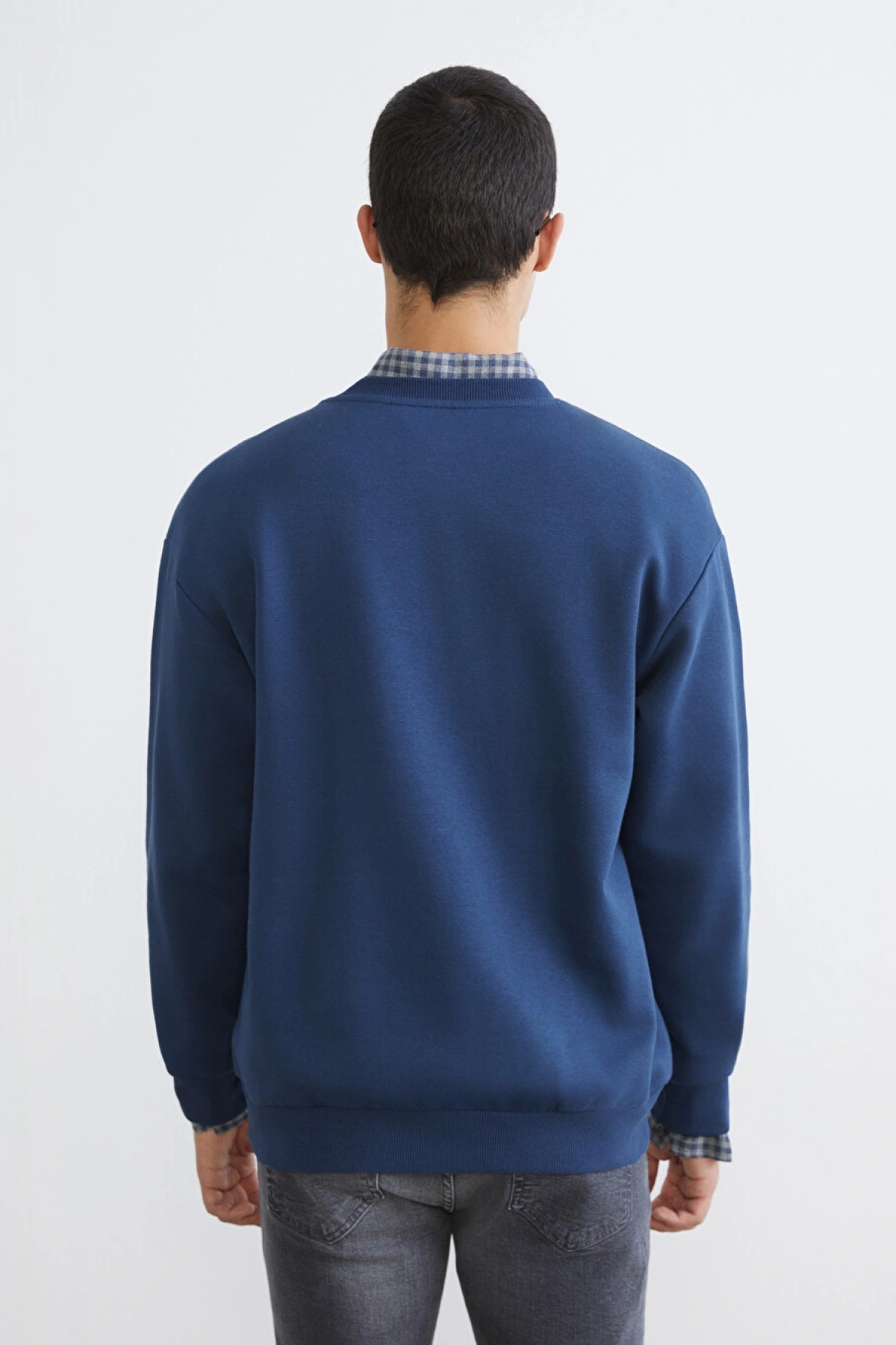 XSIDE İndigo Bisiklet Yaka Erkek Sweatshirt