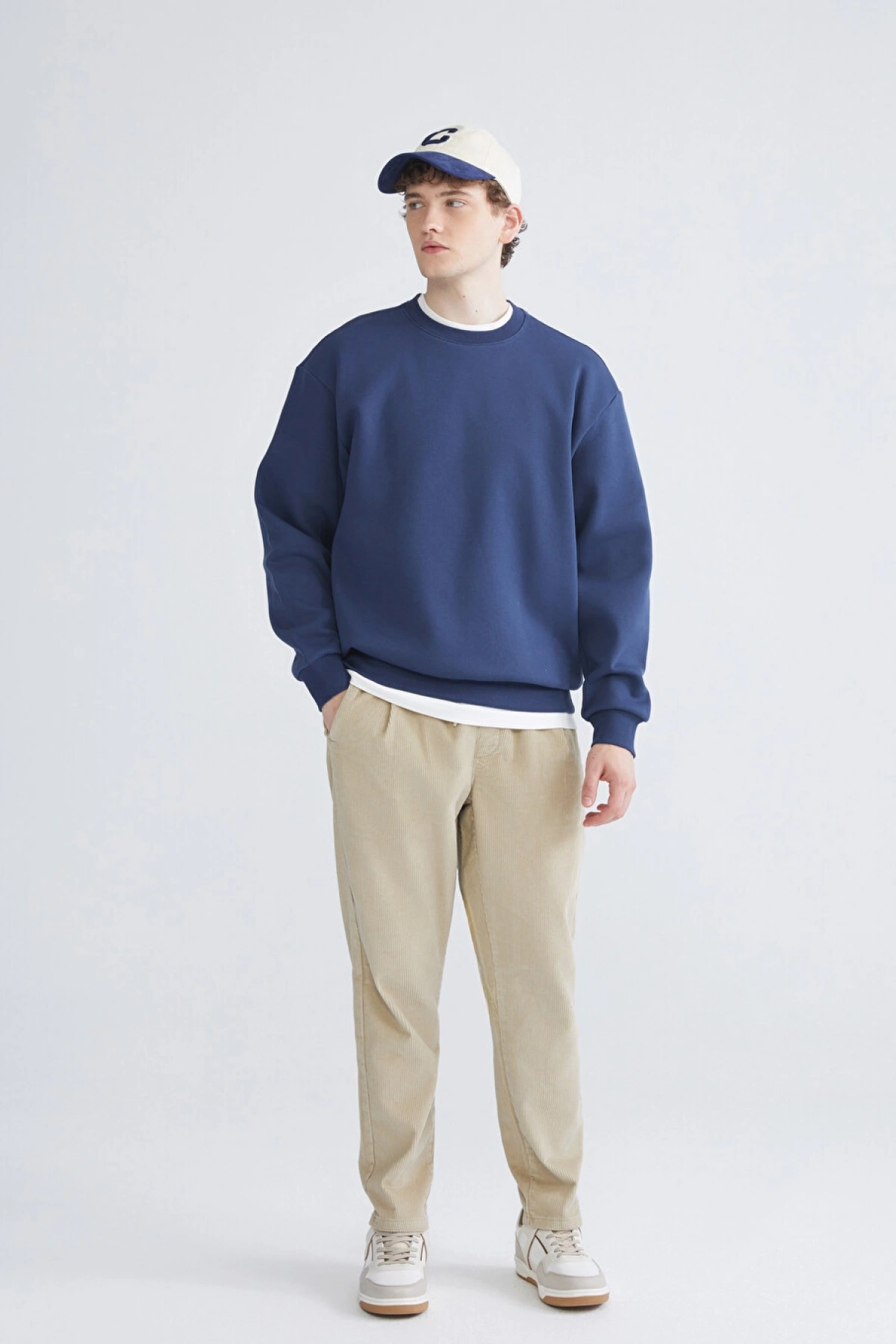 XSIDE İndigo Bisiklet Yaka Erkek Sweatshirt
