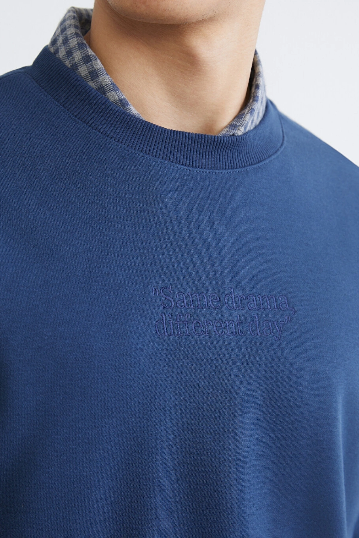 XSIDE İndigo Bisiklet Yaka Erkek Sweatshirt