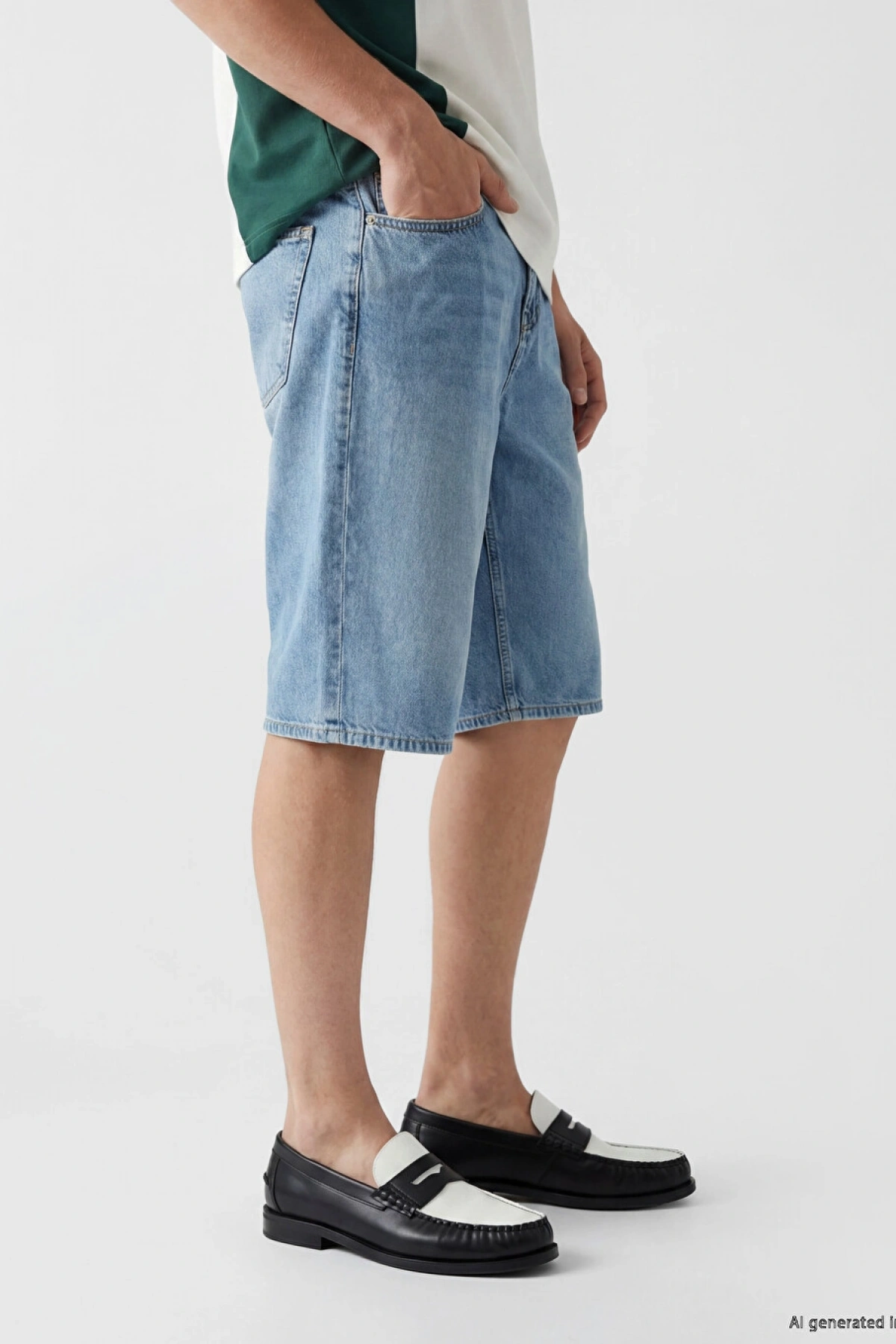 XSIDE Indigo Loose Fit Erkek Jean Şort