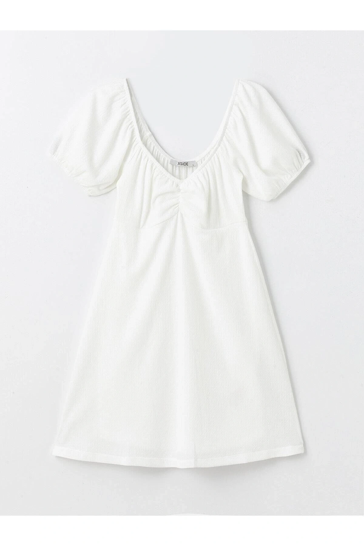 XSIDE Kalp Yaka Düz Kısa Kollu Kadın Elbise
