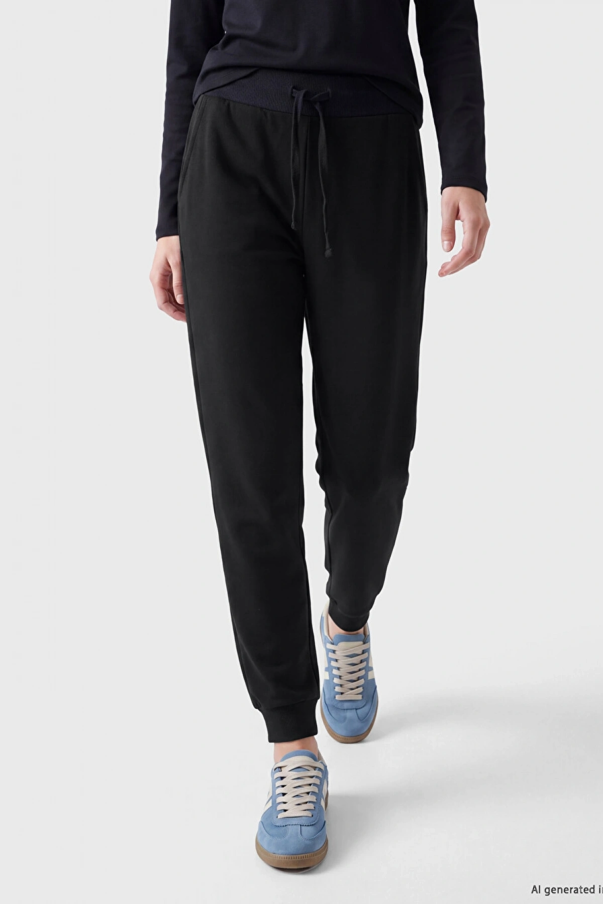 XSIDE Siyah Beli Lastikli Kadın Jogger Eşofman Altı