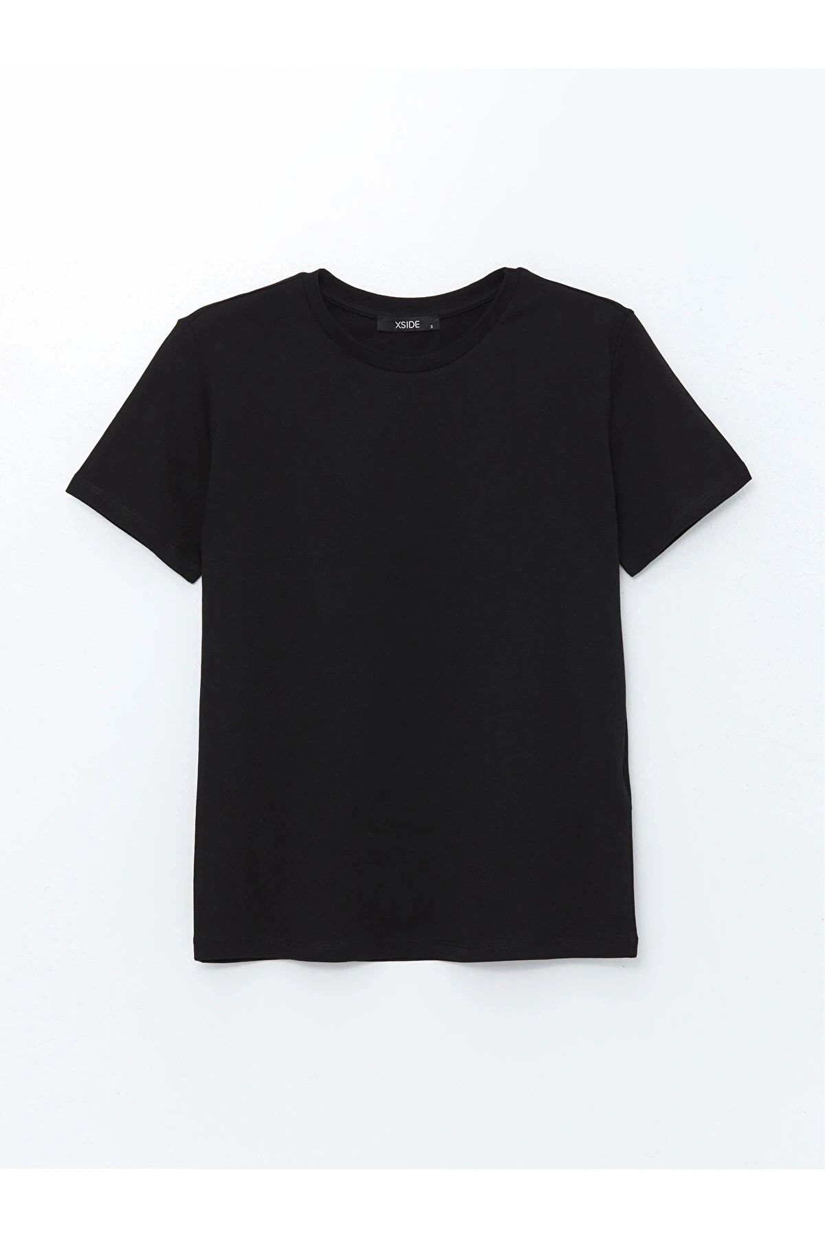 XSIDE Siyah Bisiklet Yaka Kadın Tişört
