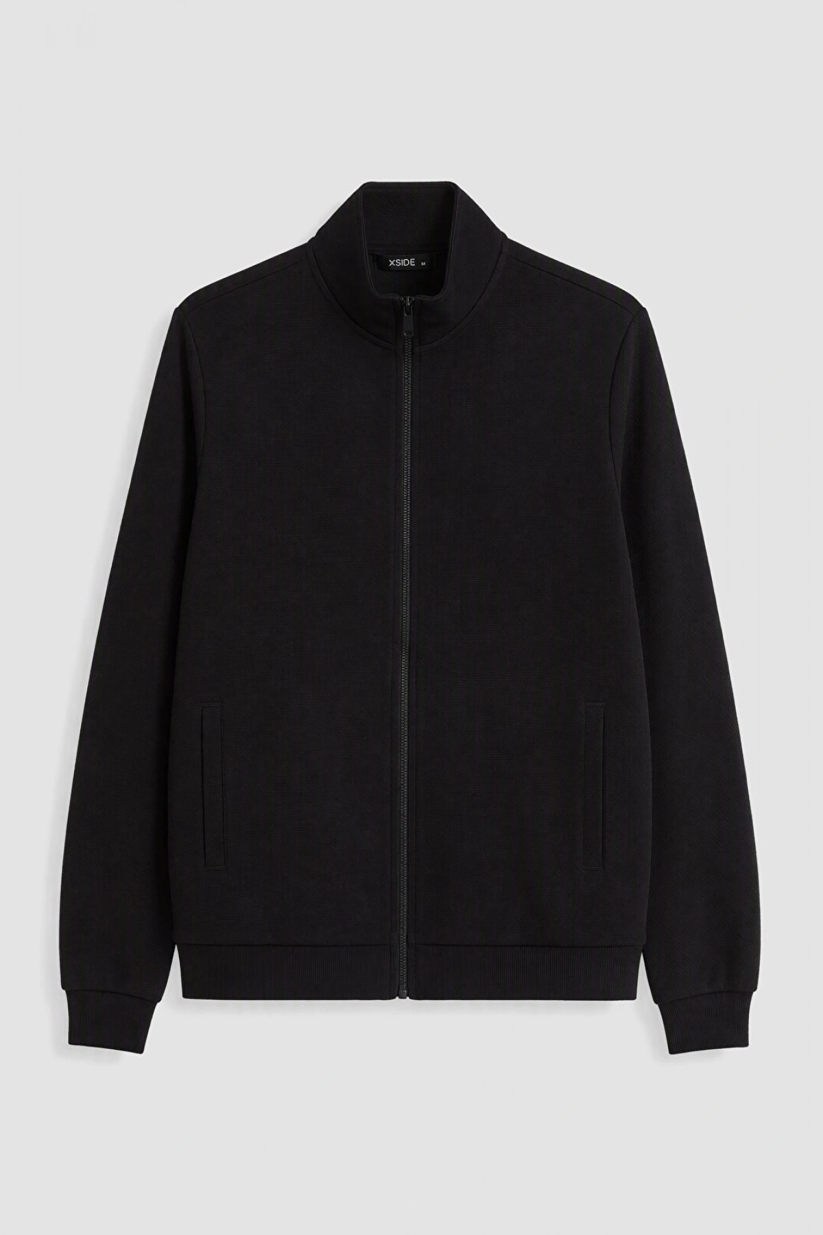 XSIDE Siyah Dik Yaka Erkek Fermuarlı Sweatshirt