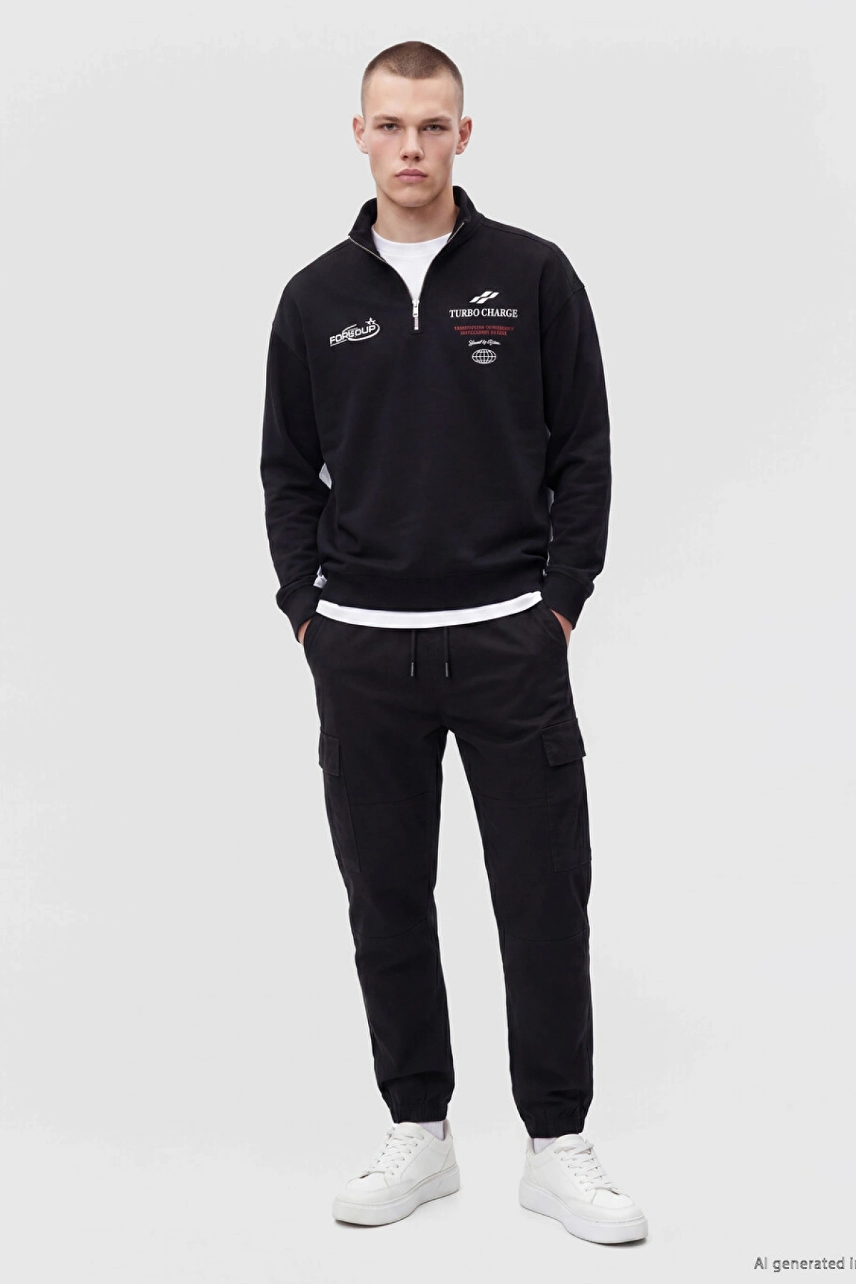 XSIDE Siyah Regular Fit Gabardin Erkek Kargo Pantolon