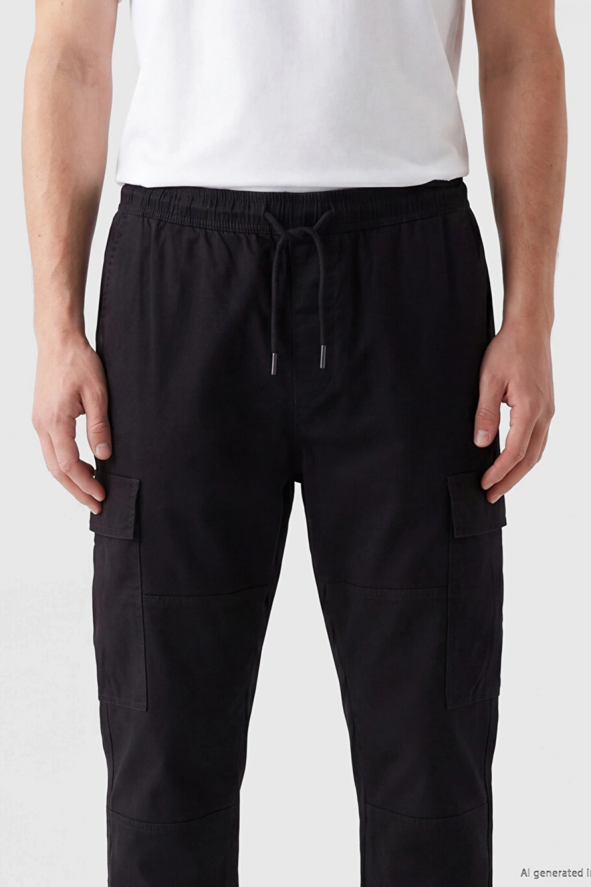 XSIDE Siyah Regular Fit Gabardin Erkek Kargo Pantolon