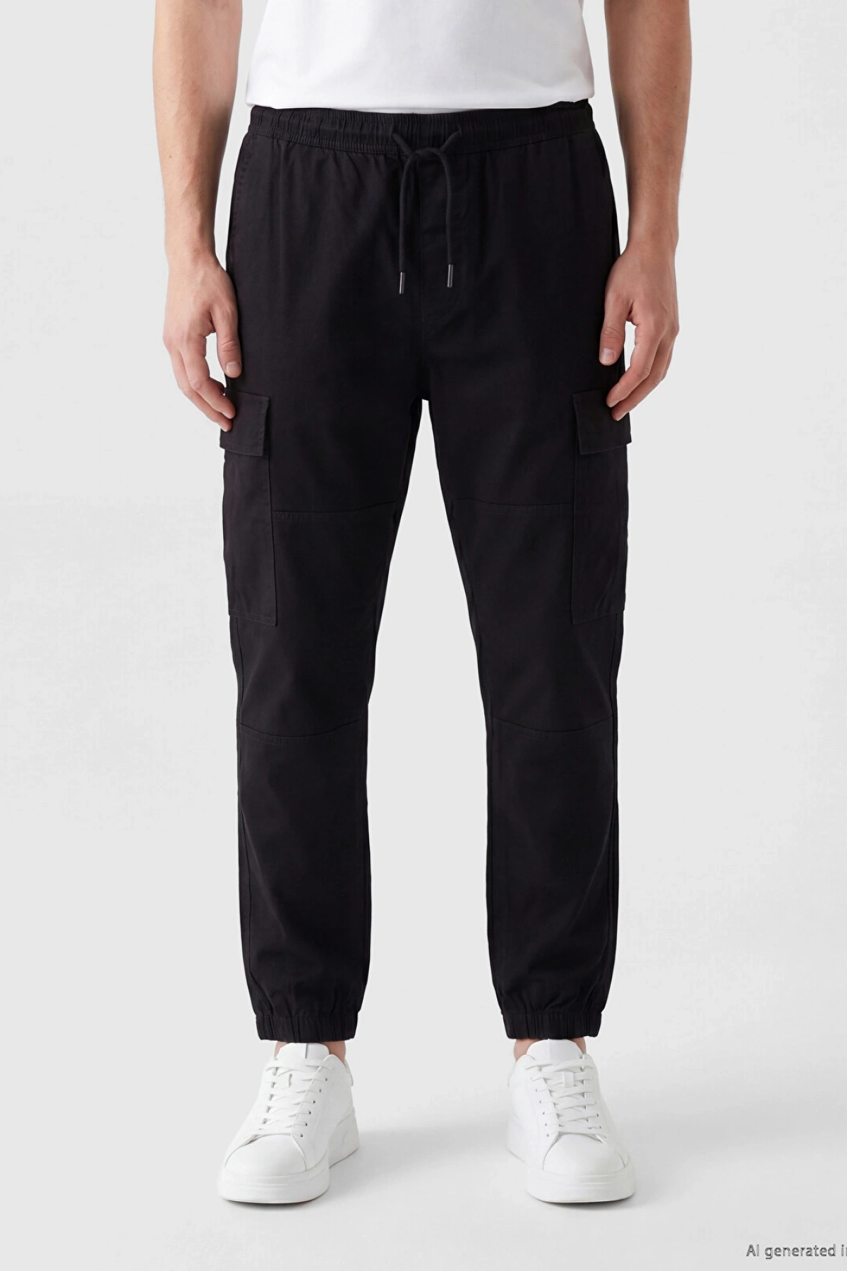 XSIDE Siyah Regular Fit Gabardin Erkek Kargo Pantolon