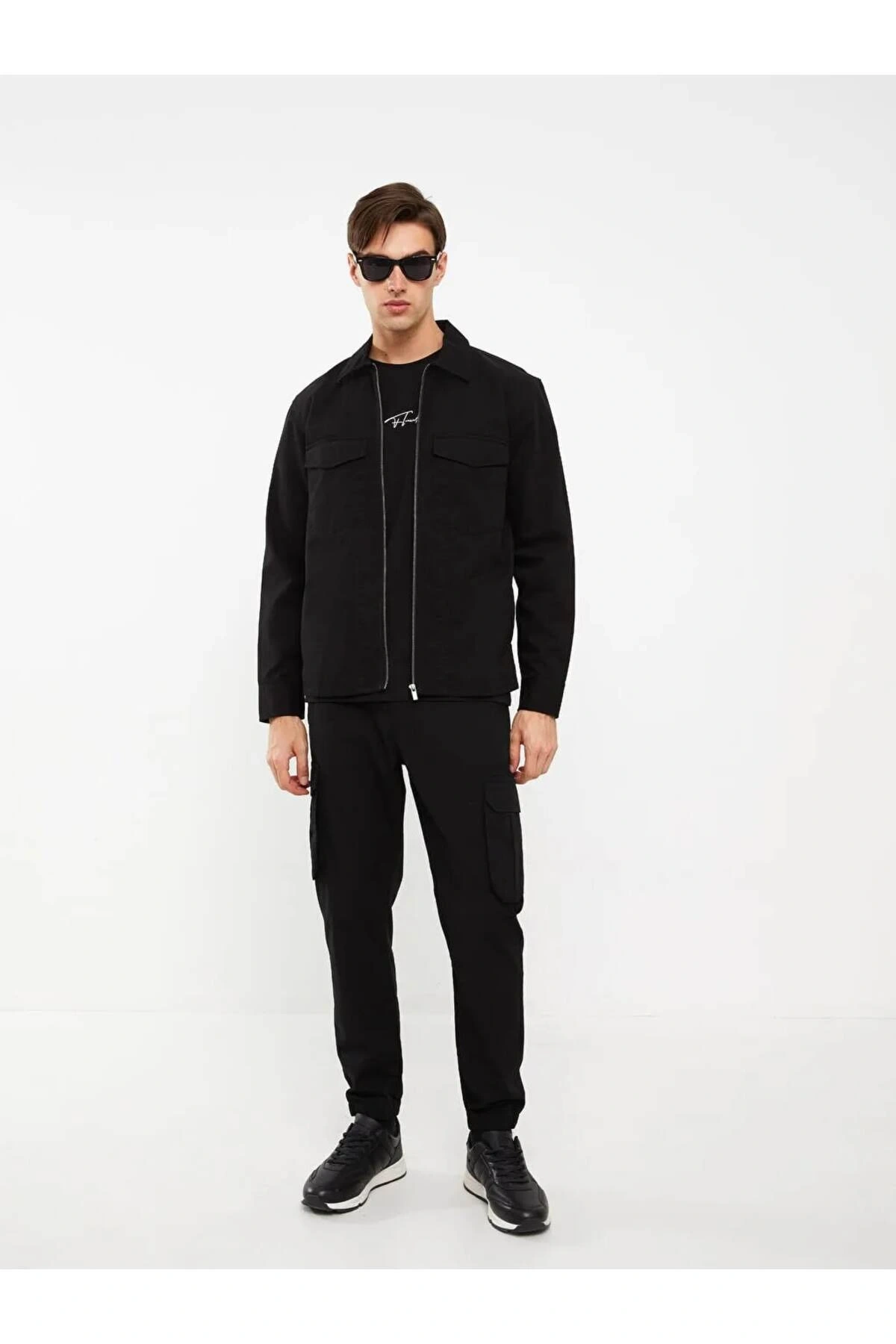XSIDE Siyah Regular Fit Uzun Kollu Gabardin Erkek Gömlek Ceket