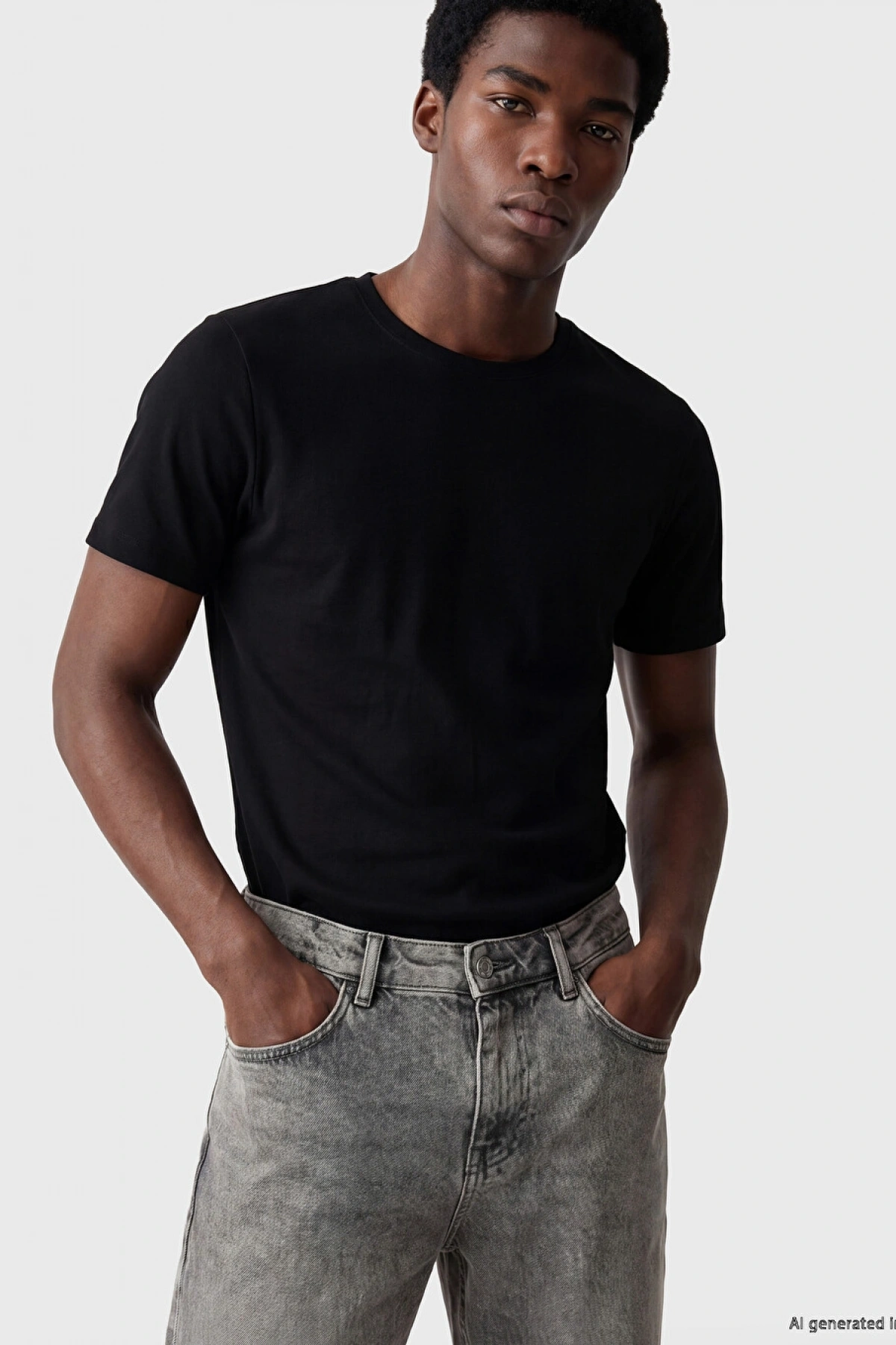 XSIDE Siyah Slim Fit Esnek Basic Erkek Tişört 3lü