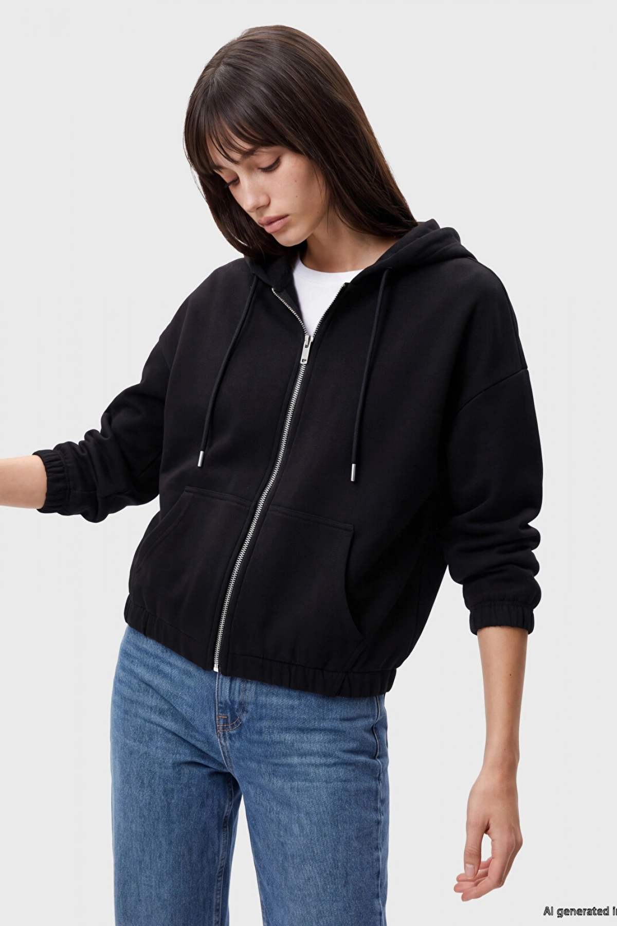 XSIDE Siyah Soft Touch Kadın Fermuarlı Sweatshirt