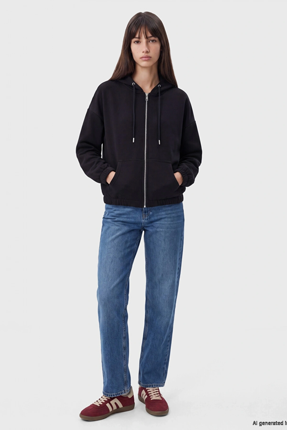XSIDE Siyah Soft Touch Kadın Fermuarlı Sweatshirt