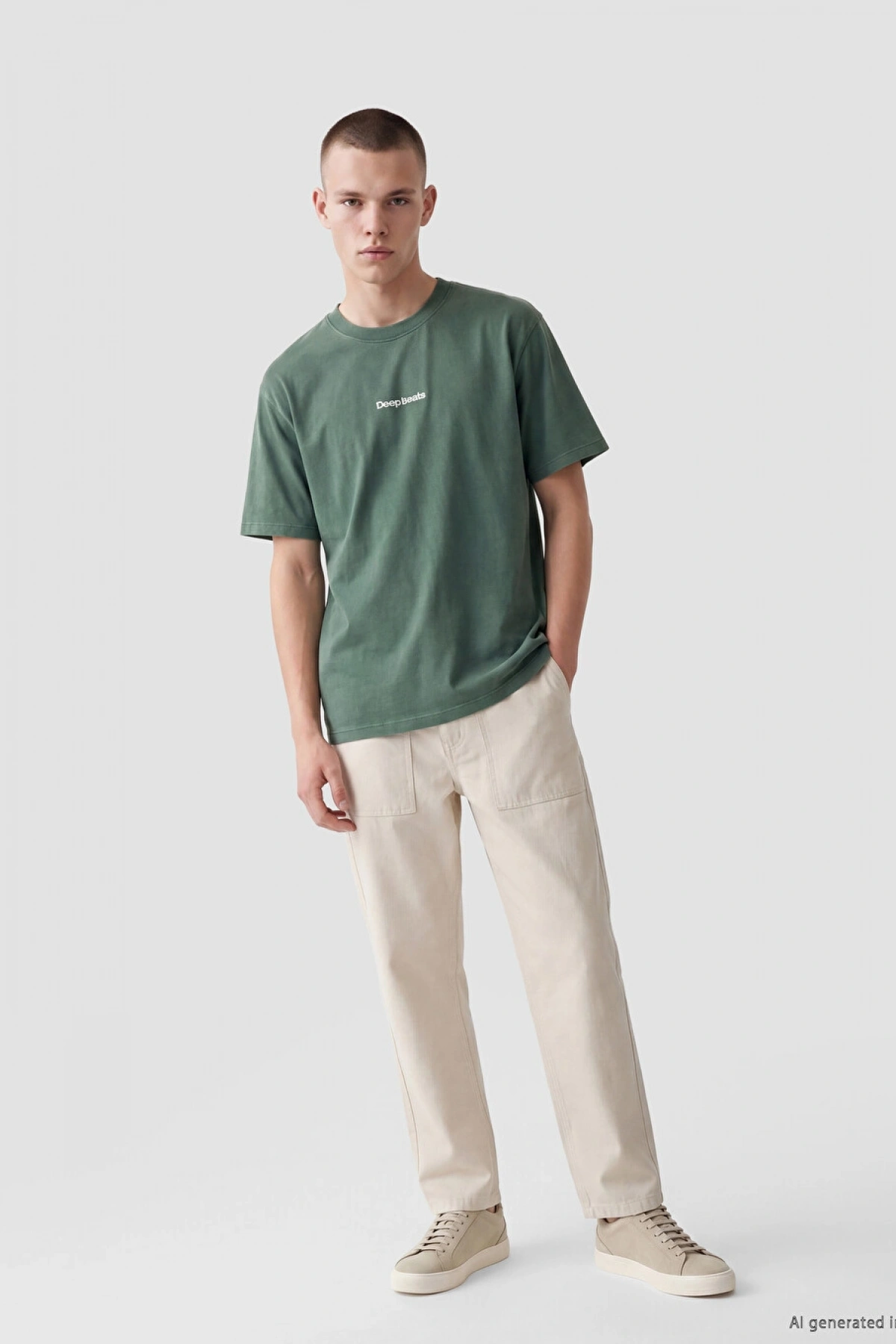 XSIDE Yeşil Bisiklet Yaka Regular Fit Baskılı Erkek Tişört
