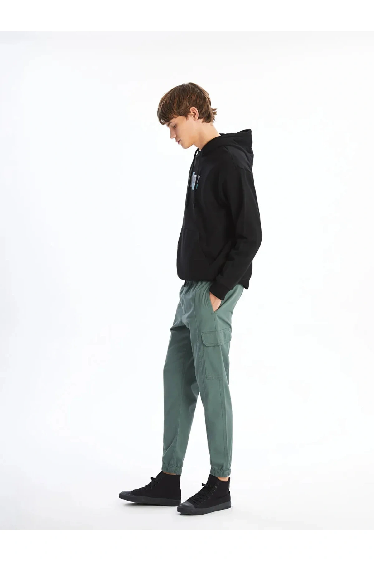 XSIDE Yeşil Standart Kalıp Gabardin Erkek Jogger Pantolon