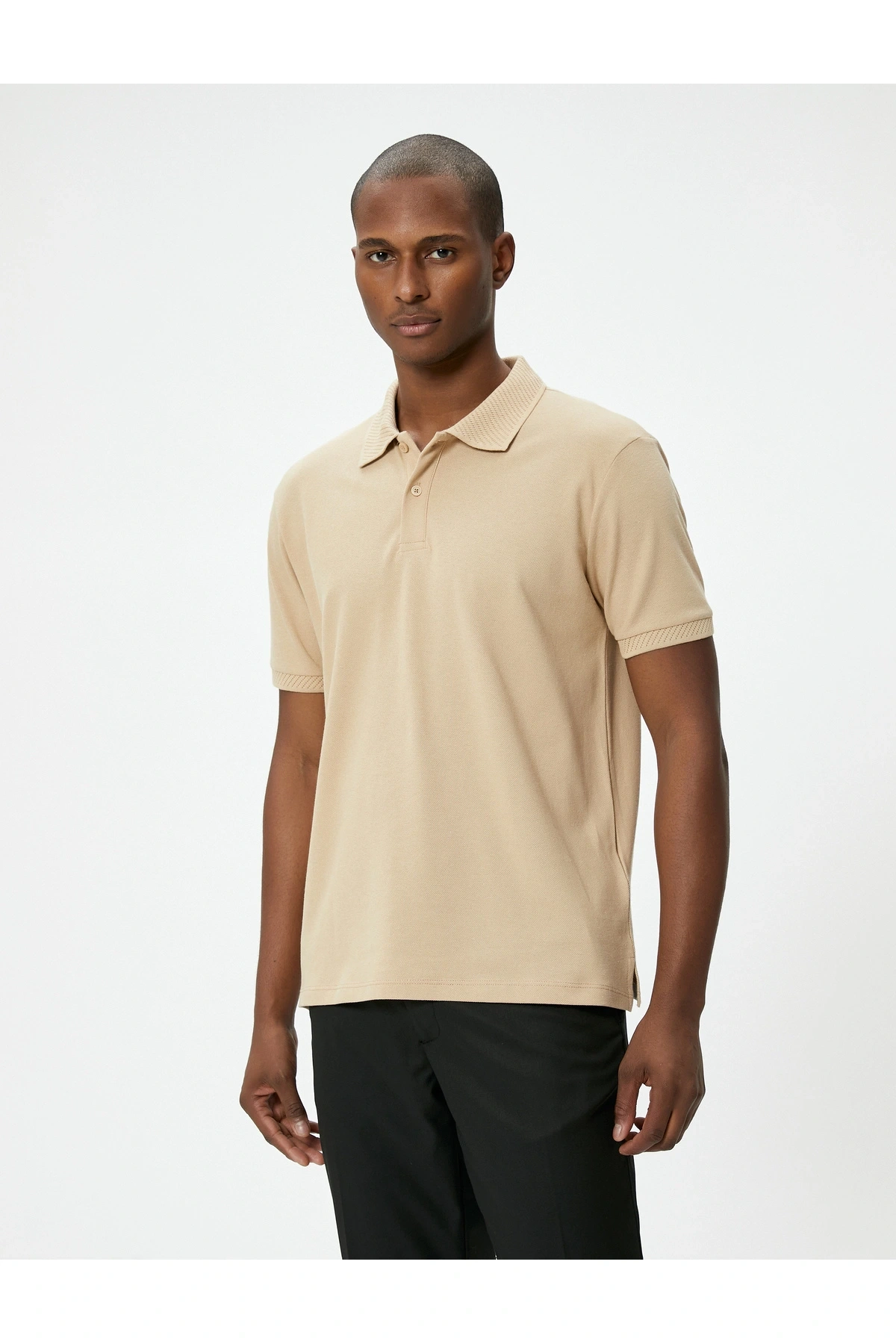 Yakalı Tişört Düğmeli Slim Fit Kısa Kollu