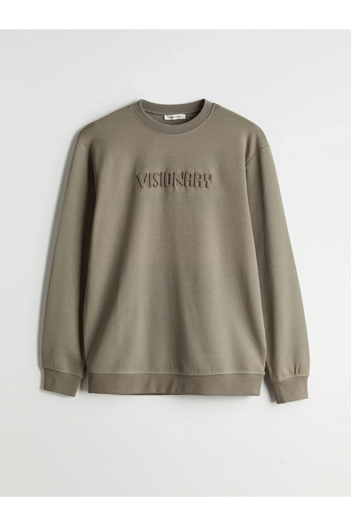 Yeşil Bisiklet Yaka Kabartmalı Erkek Sweatshirt