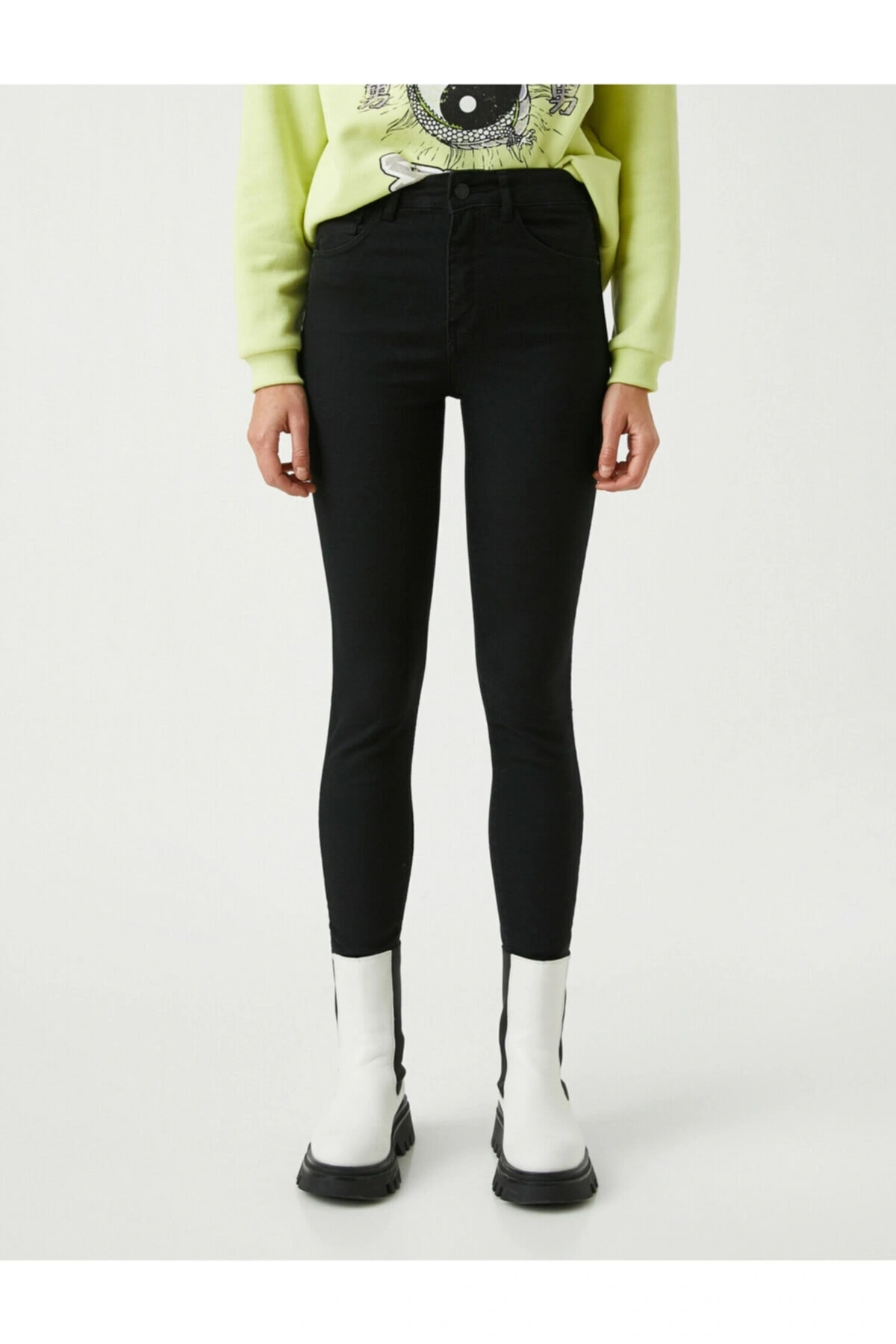 Yüksek Bel Cepli Kot Pantolon - Skinny Jean