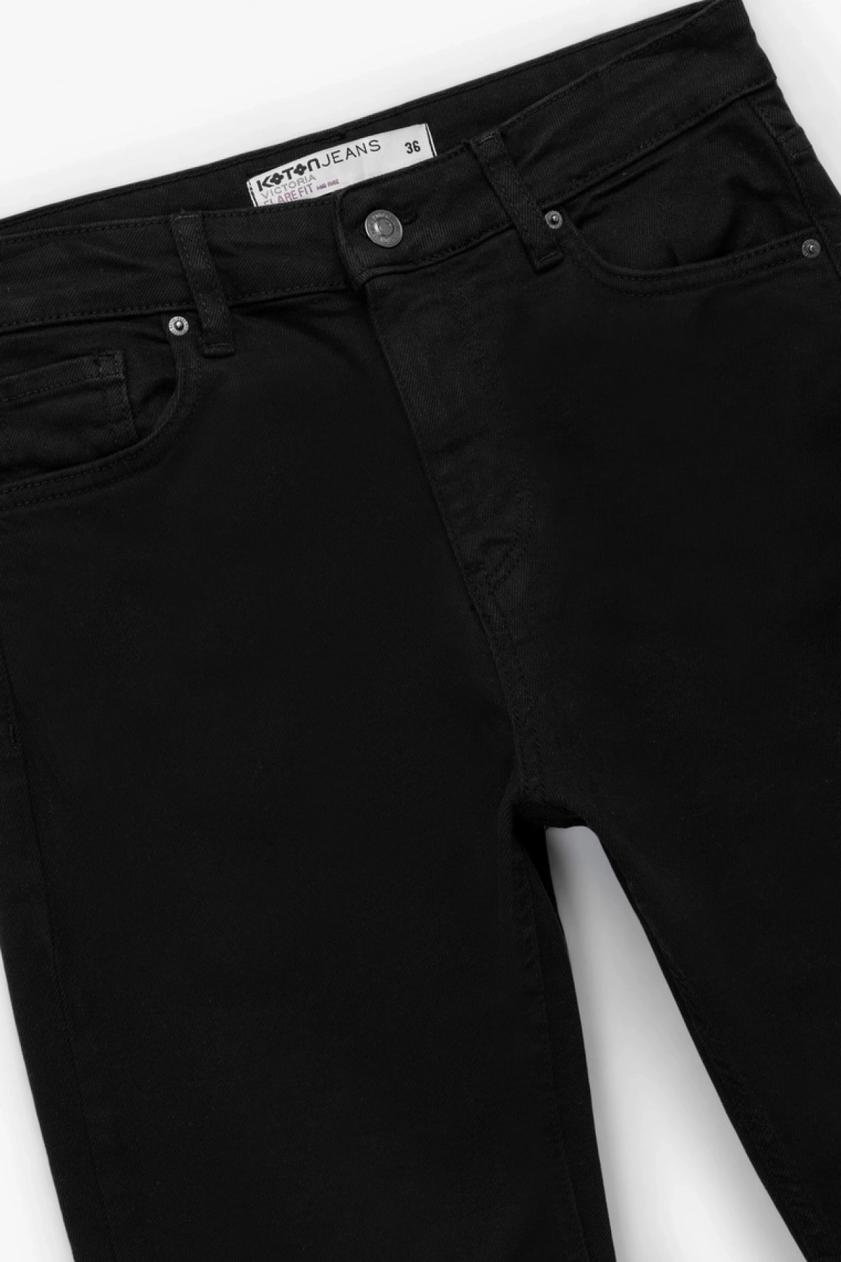 Yüksek Bel Dar Kalıp Pamuklu İspanyol Paça Jean Pantolon - Flare Jeans