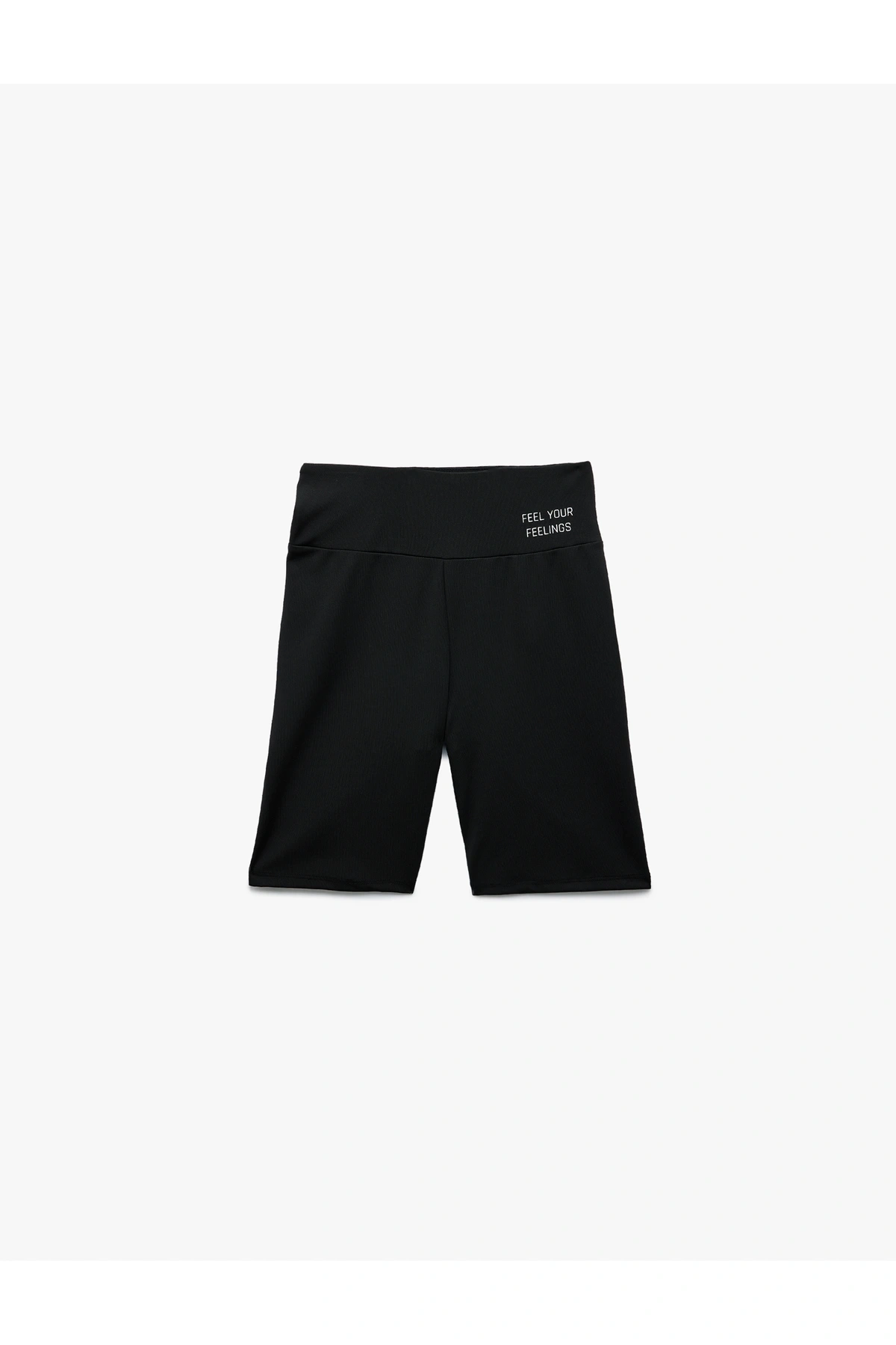 Yüksek Bel Slim Fit Baskılı İnterlok Biker Spor Tayt