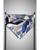 %100 Twill İpek Geometrik Desenli Mint Yeşili - Bej Renkli 90x90 Eşarp Dikim Şekli : El Dikişi