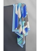 100% Twill İpek Geometrik Desenli Bebe Mavisi - Saks Renkli 90x90 Dikim Şekli : El Dikişi Eşarp