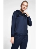 Koyu Lacivert Kadın Fermuarlı Kapüşonlu Sweatshirt 20b-2015