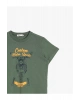 Erkek Çocuk Yeşil Bisiklet Yaka Baskılı   T-Shirt