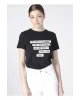 Kadın Baskılı Lacivert Bisiklet Yaka T-shirt
