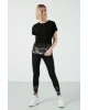 Slim Fit Baskılı Bisiklet Yaka Pamuklu T Shirt Kadın