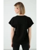 Slim Fit Baskılı Bisiklet Yaka Pamuklu T Shirt Kadın