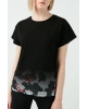 Slim Fit Baskılı Bisiklet Yaka Pamuklu T Shirt Kadın