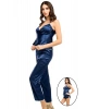 Lacivert Saten Şortlu 3lü Pijama Takım