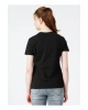 Siyah Bisiklet Yaka Baskılı T-shirt