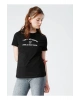 Siyah Bisiklet Yaka Baskılı T-shirt
