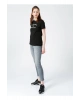 Siyah Bisiklet Yaka Baskılı T-shirt