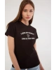 Siyah Bisiklet Yaka Baskılı T-shirt