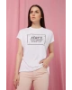 Bisiklet Yaka Kısa Kollu Baskılı Normal Kalıp Beyaz Kadın T-shirt