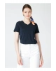 V Yaka Lacivert Kadın T-shirt