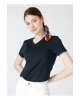 V Yaka Lacivert Kadın T-shirt