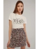 Baskılı T-shirt Ekru