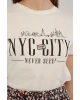 Baskılı T-shirt Ekru