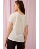 Bisiklet Yaka Skinny Fit Baskılı Bej Kadın T-shirt