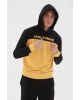 Baskılı Kapüşonlu Sweatshirt Hardal / Mustard